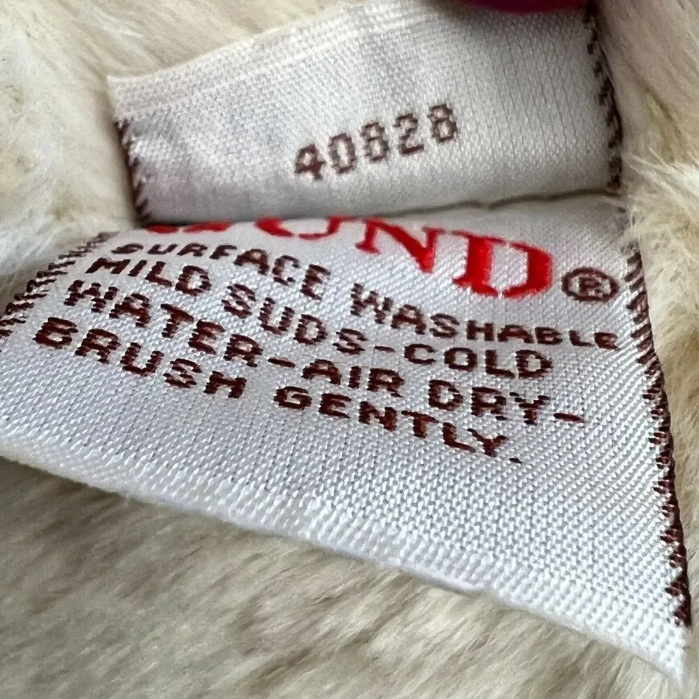 Gund Bear Plush Christmas Purse Bow Neck‎ Cream Adorable Stuffed Animal Kids Toy